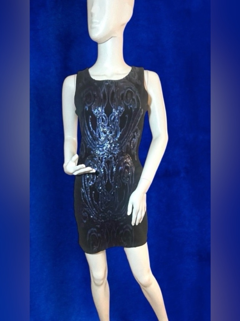 As U Wish Black and Blue Patterned Mini Dress
